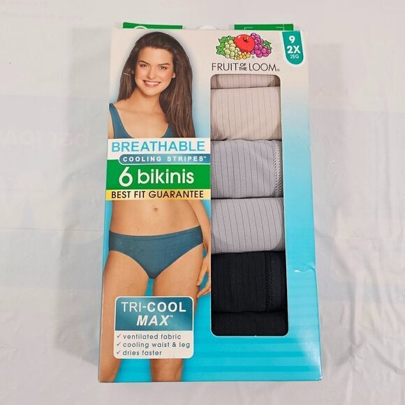 Fruit of the Loom Panties Tri-Cool Max 6 Pack Breathable Hipsters Size 2X (NWT) - Picture 9 of 11